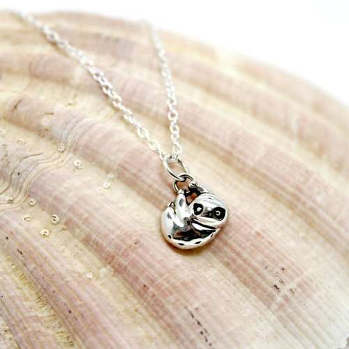 sterling silver sloth pendant & chain