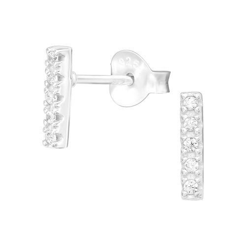 silver cz bar studs