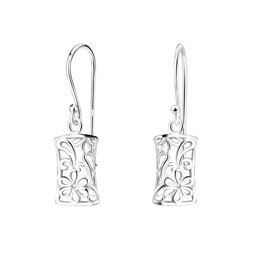 sterling silver flower drop earrings