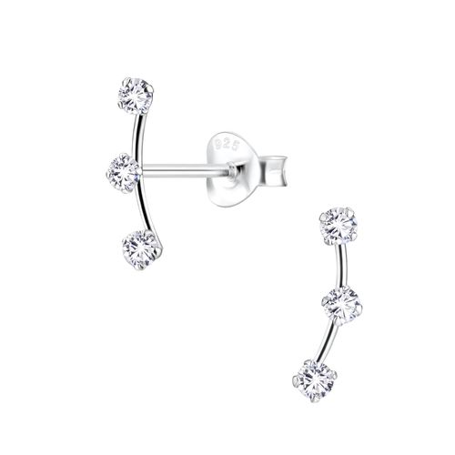 3 stone cubic zirconia bar set stud