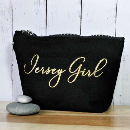 gold glitter jersey girl make up bag