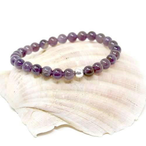 silver bead & amethyst bracelet