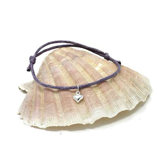 cotton & sterling silver heart bracelet