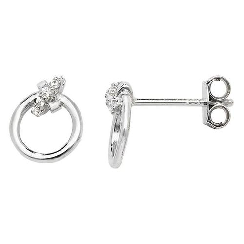 silver & cubic zirconia circle studs