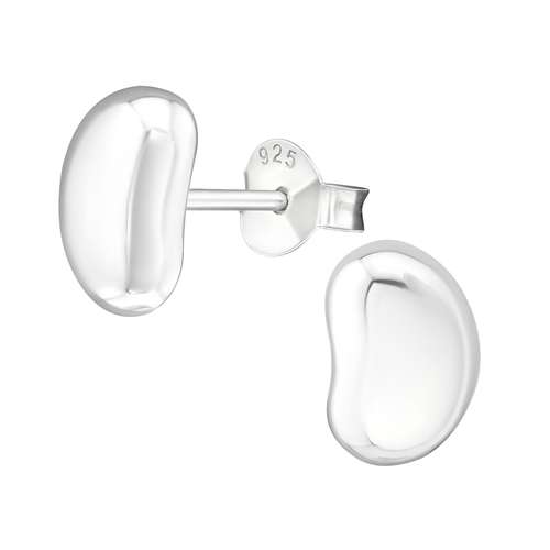 silver jersey bean earrings