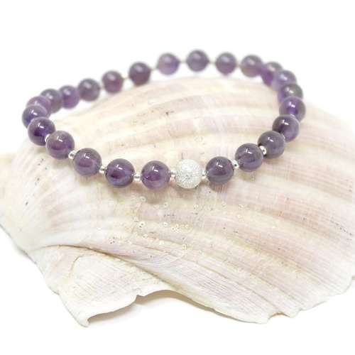 silver and amethyst bead bracelet