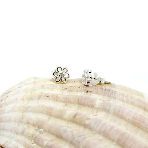 sterling silver flower stud earrings