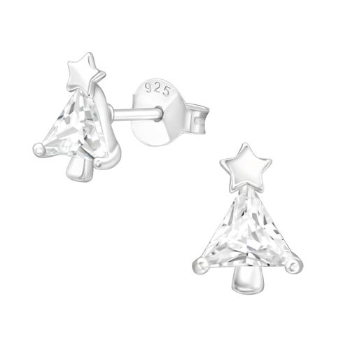 cubic zirconia christmas tree stud earrings