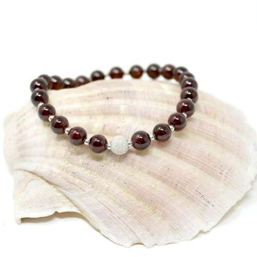 Silver and garnet bracelet