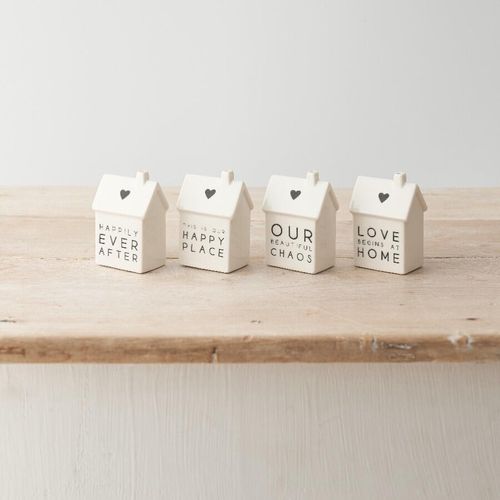 row of white ceramic houses