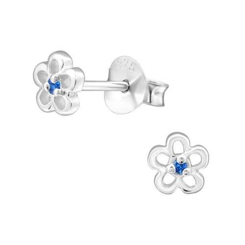 blue topaz CZ flower earrings