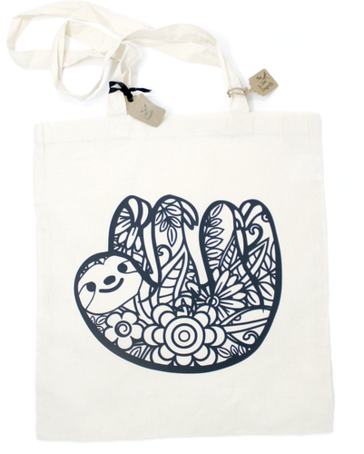 sloth cotton tote bag