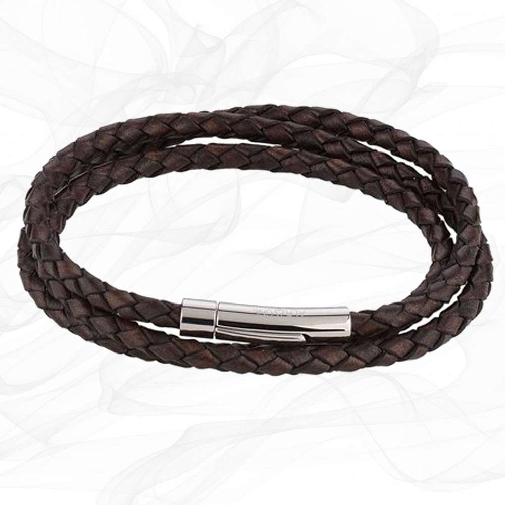 ANTIQUE BROWN GIRLS Triple Strand LEATHER BRACELET with Magnetic Clasp
