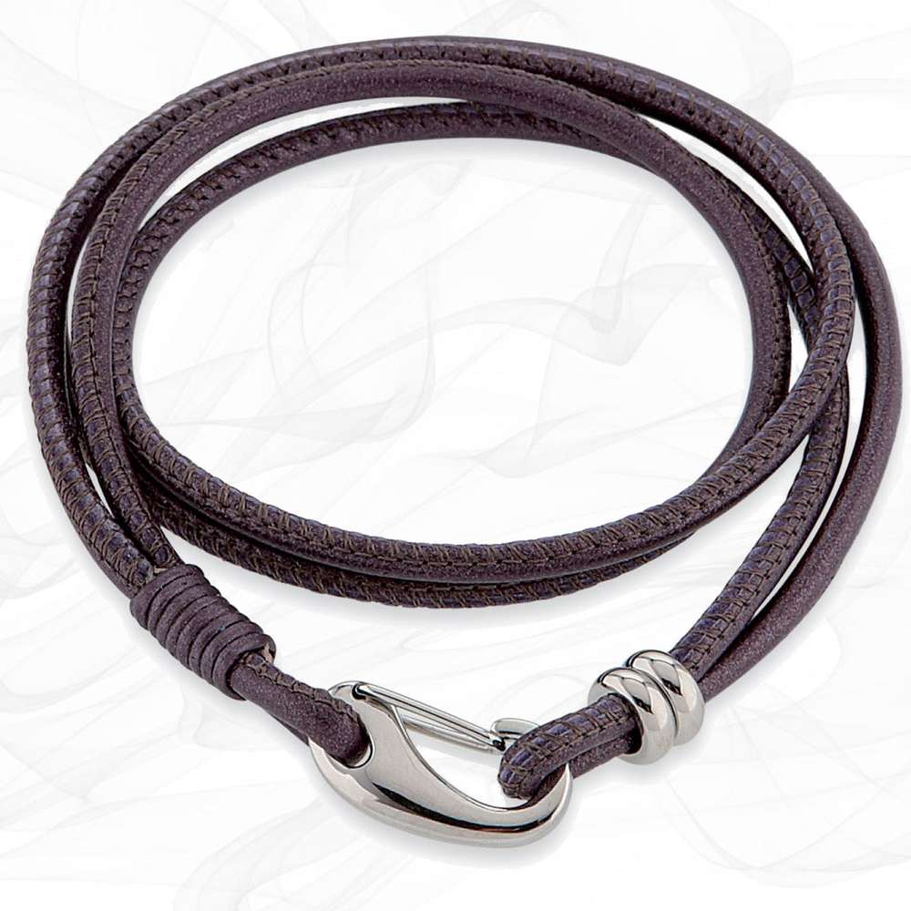 Simple smooth Berry Purple 3mm Nappa Double wrap Leather Bracelet for Women