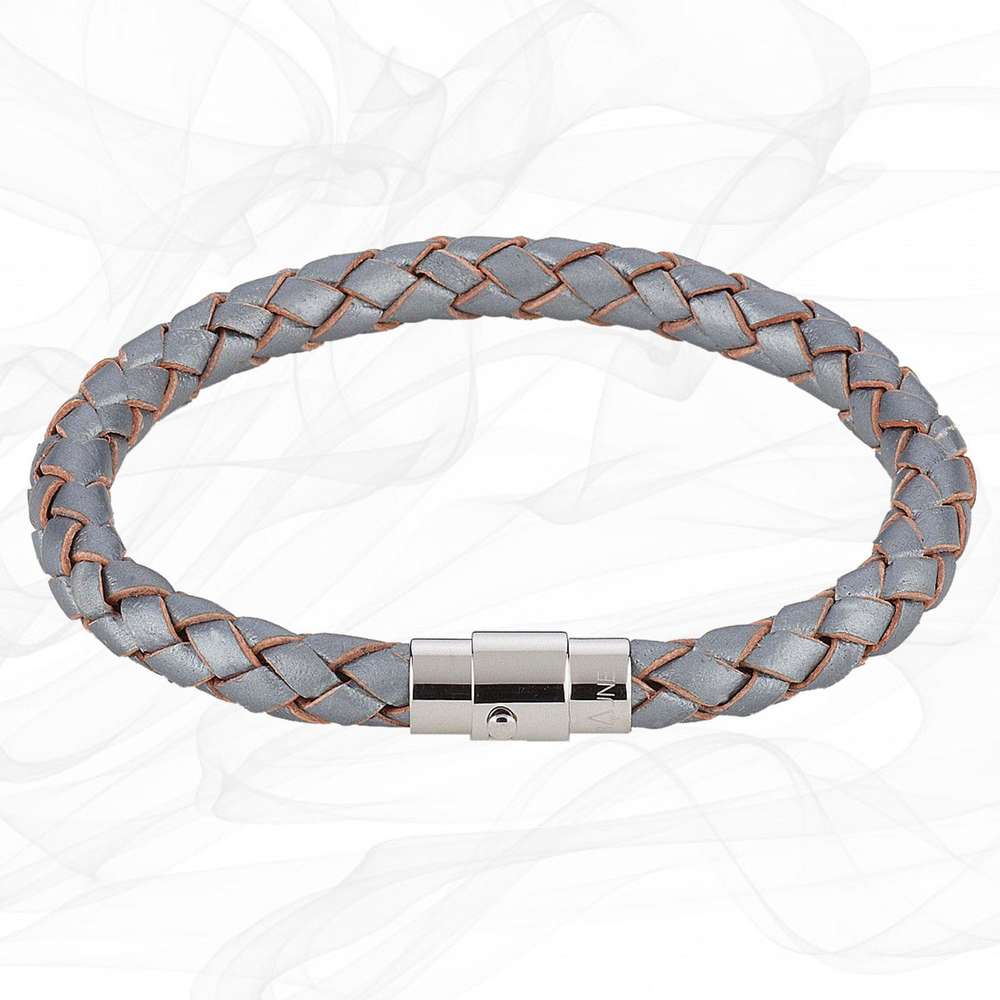 Steel Grey SINGLE STRAND 19cm LEATHER BRACELET for Girls