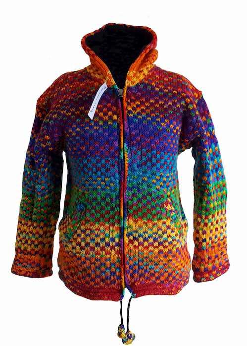multicolour fleece jacket