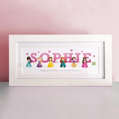 frame my name, princess name prints for girls, pink hearts frame