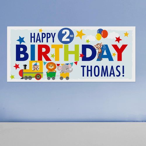 kids birthday banners - train design