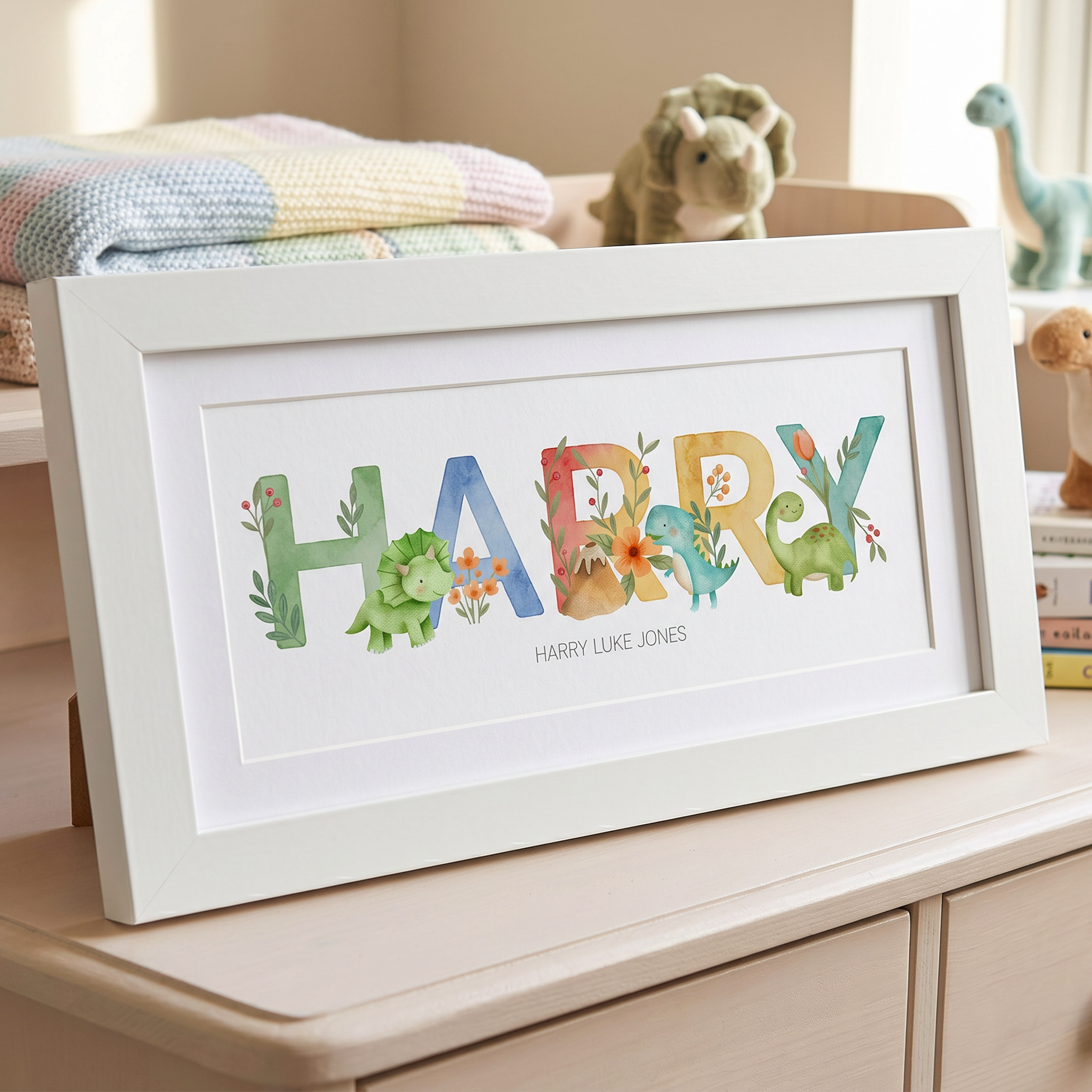 harry dinosaur name frames, custom name prints