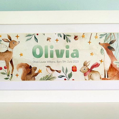 baby name print - woodland animals