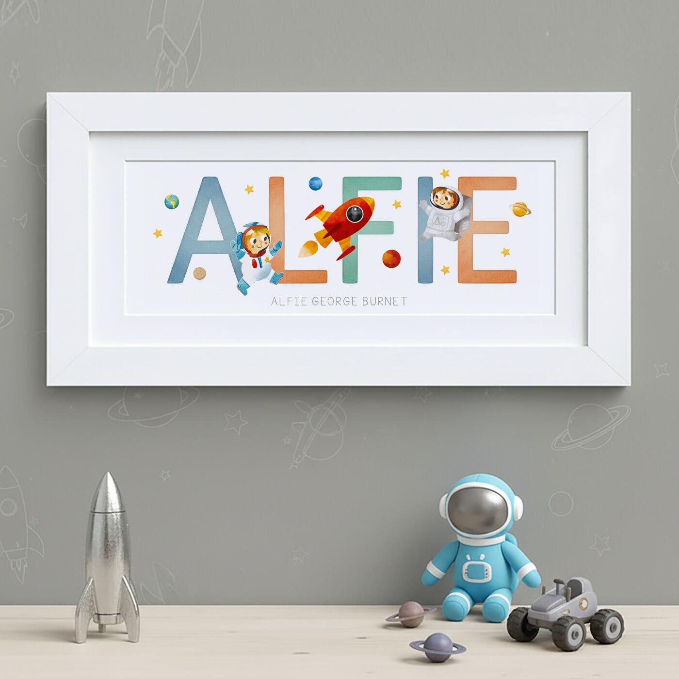 Alfie Space Rocket Name Plaque, Frame My Name