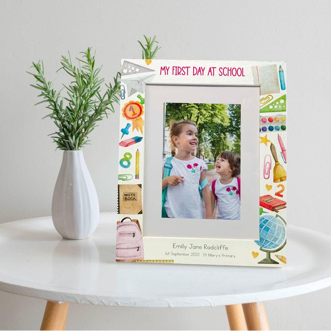 Gift. Any Wording Personalised Photo Picture Frame First Day Of School 