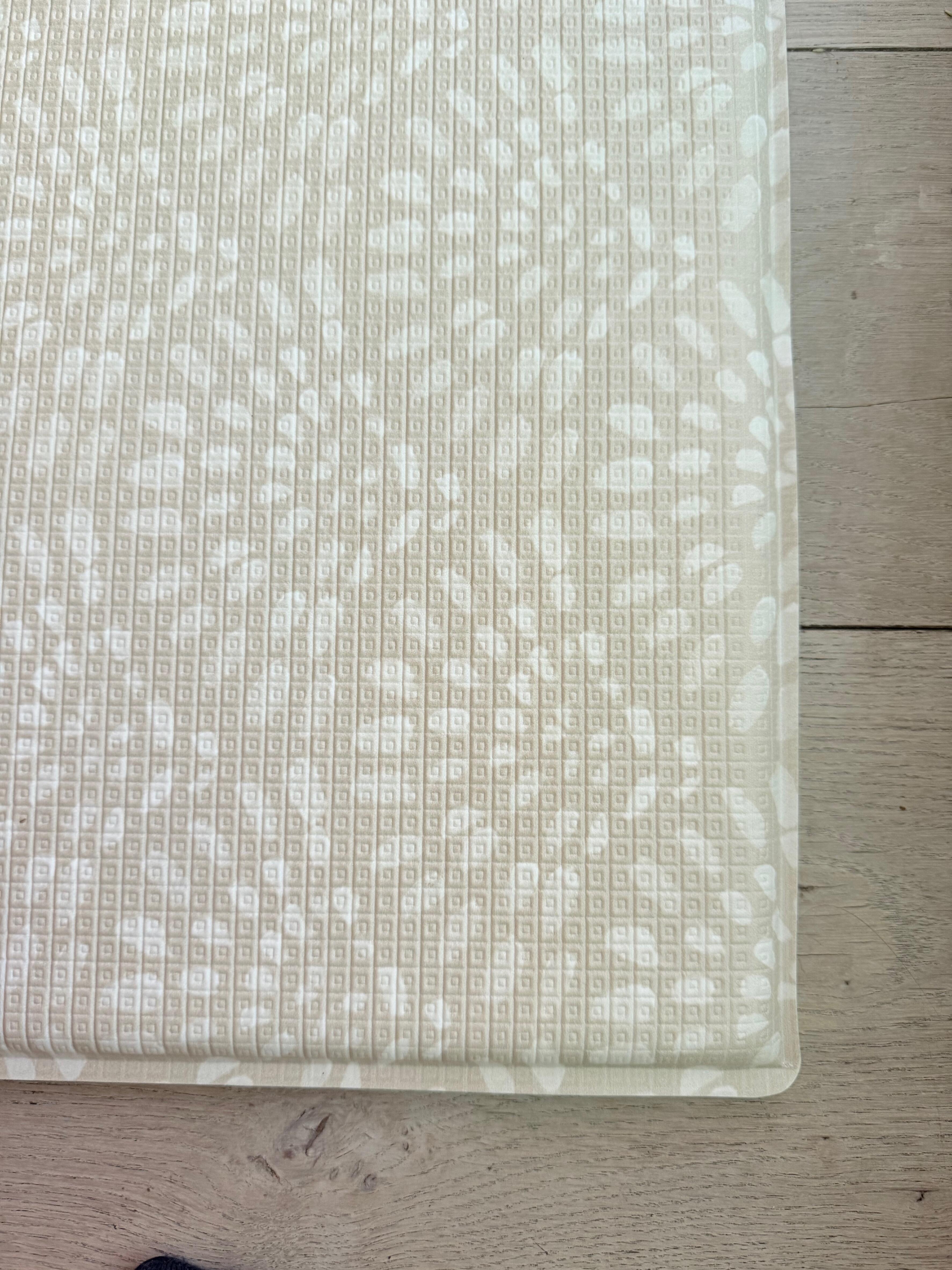 Medium Thalassa Playmat in Cornish Olive – reversible non-toxic cushioned baby playmat by Little Fae