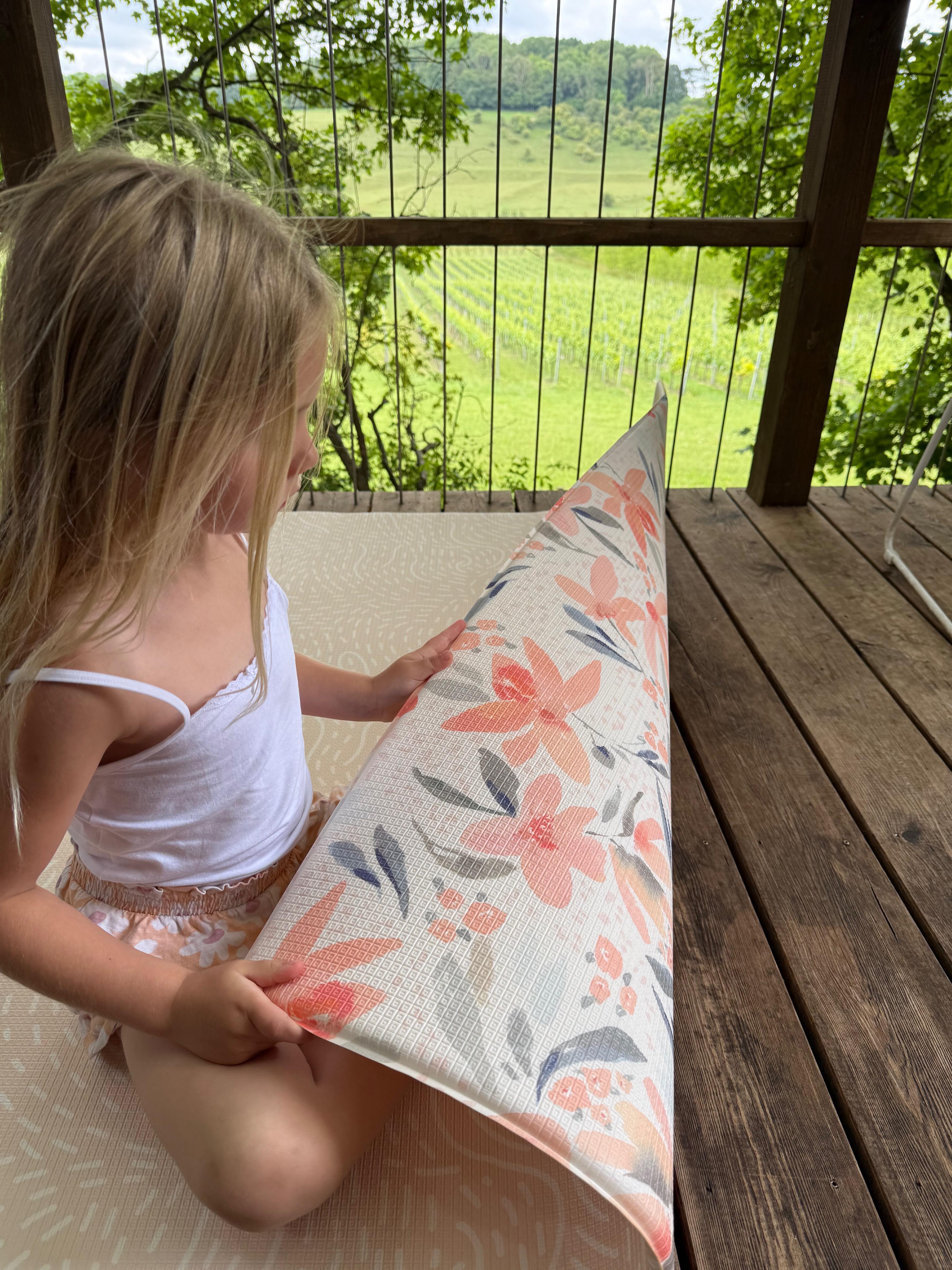 Neutral reversible side of the Antheia Playmat β minimalist cushioned foam baby mat designed for modern interiors