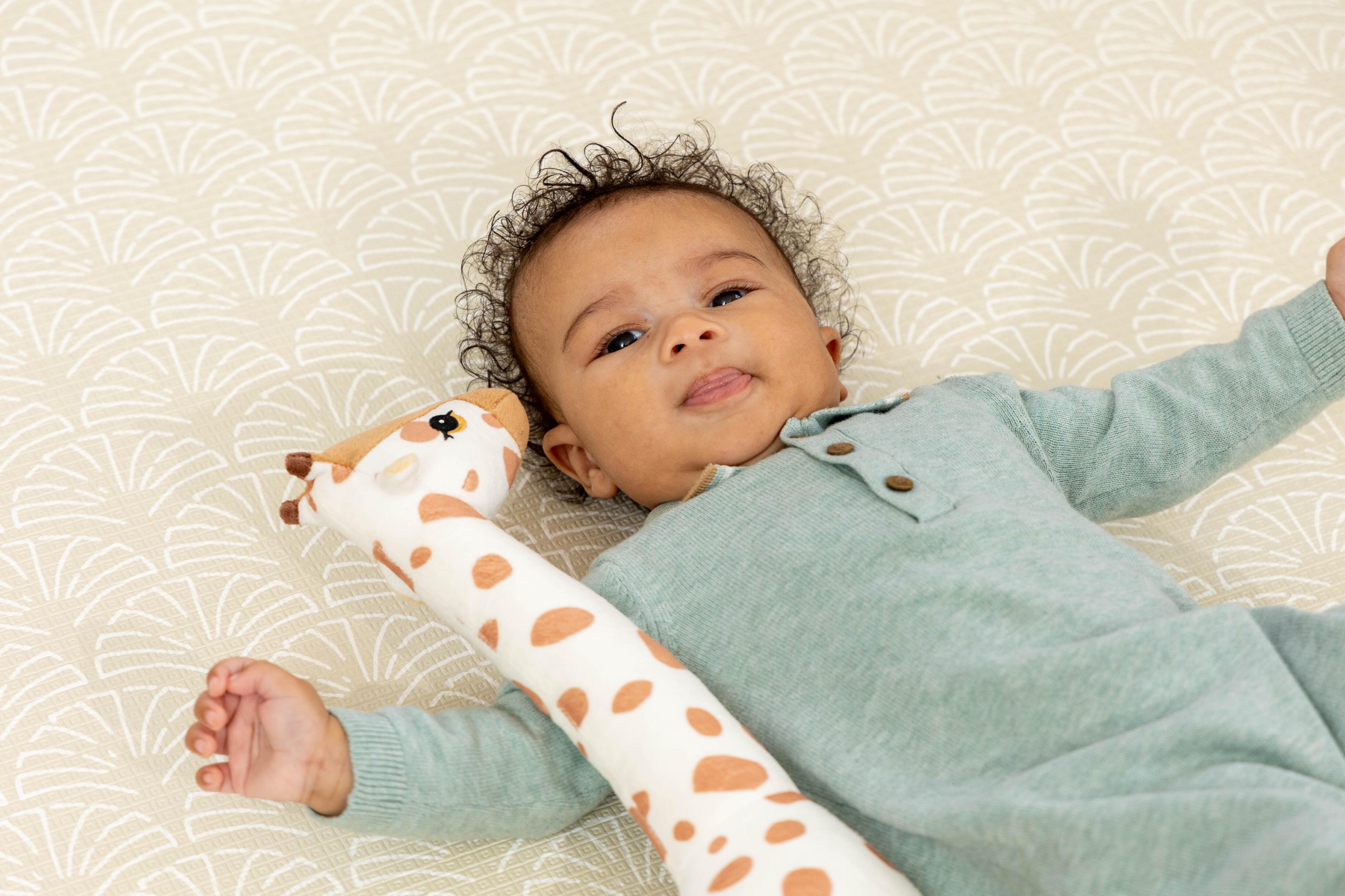 Neptune Playmat in soft Sage with easy-wipe, non-toxic surface