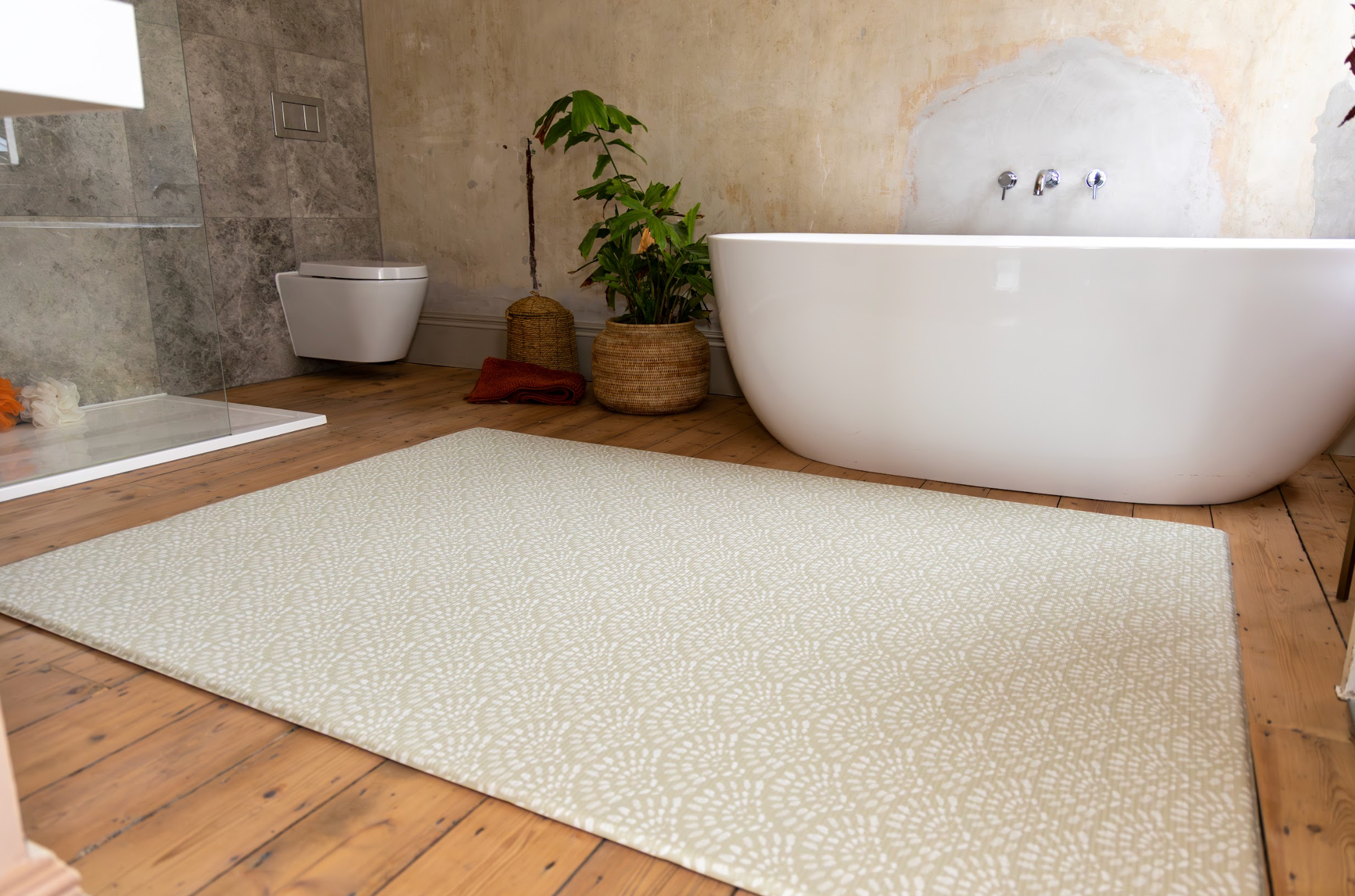 Close-up of Cornish Cream textured surface – wipe-clean non-toxic cushioned baby playmat