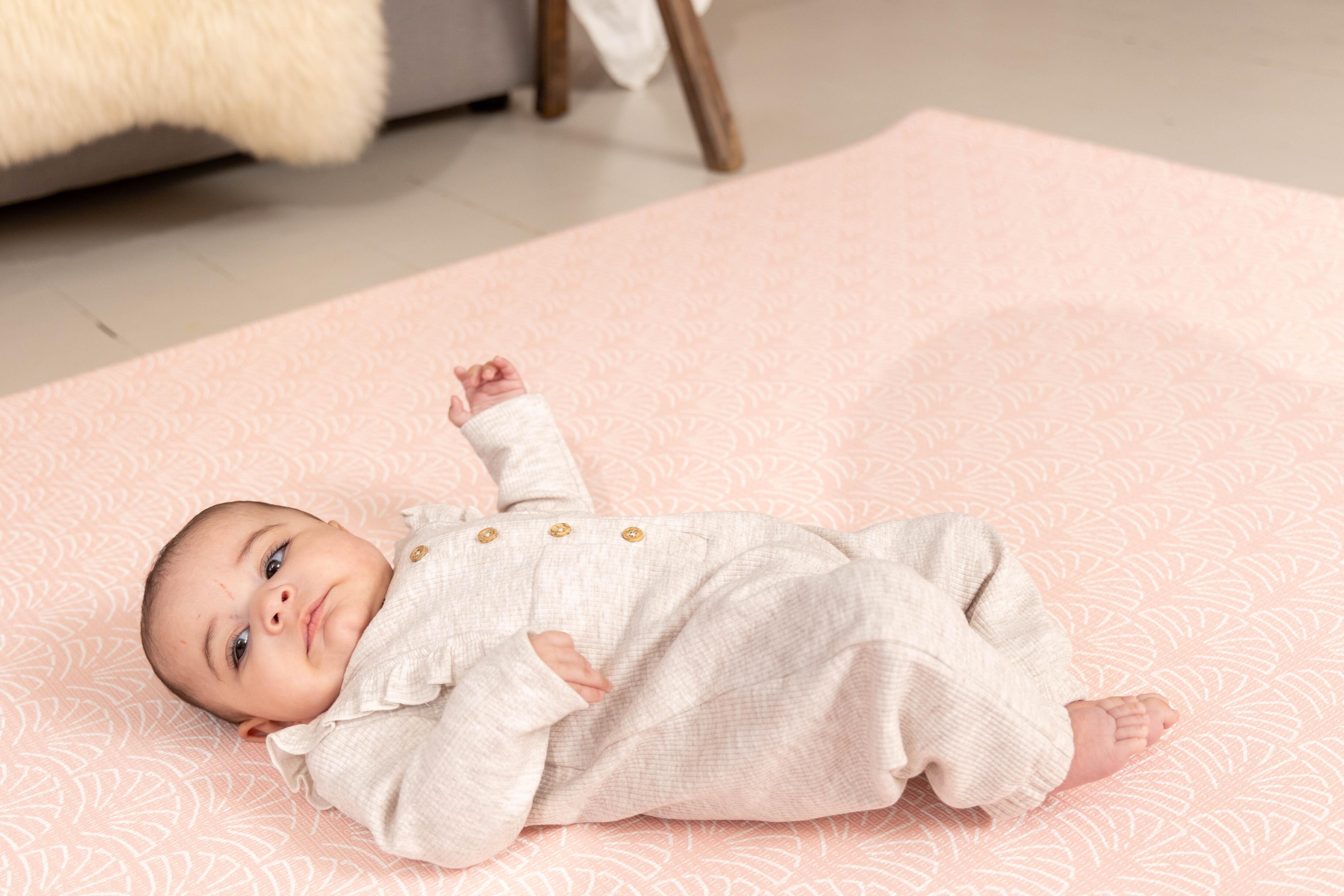 Blush Pink reversible playmat with soft matte texture β stylish and practical design by Little Fae