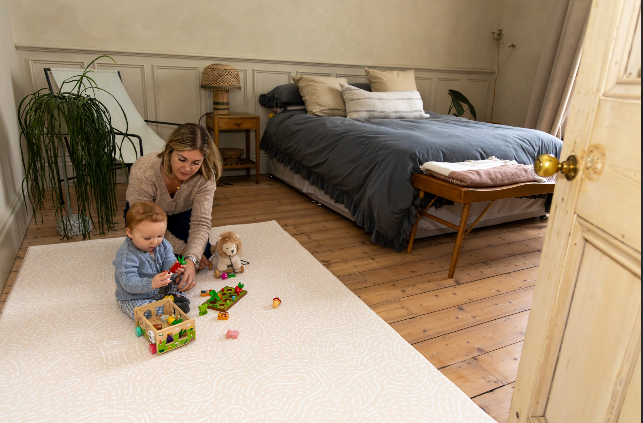 Textured surface of Apricot Blush Adventurer Playmat β premium non-PVC finish suitable from newborn