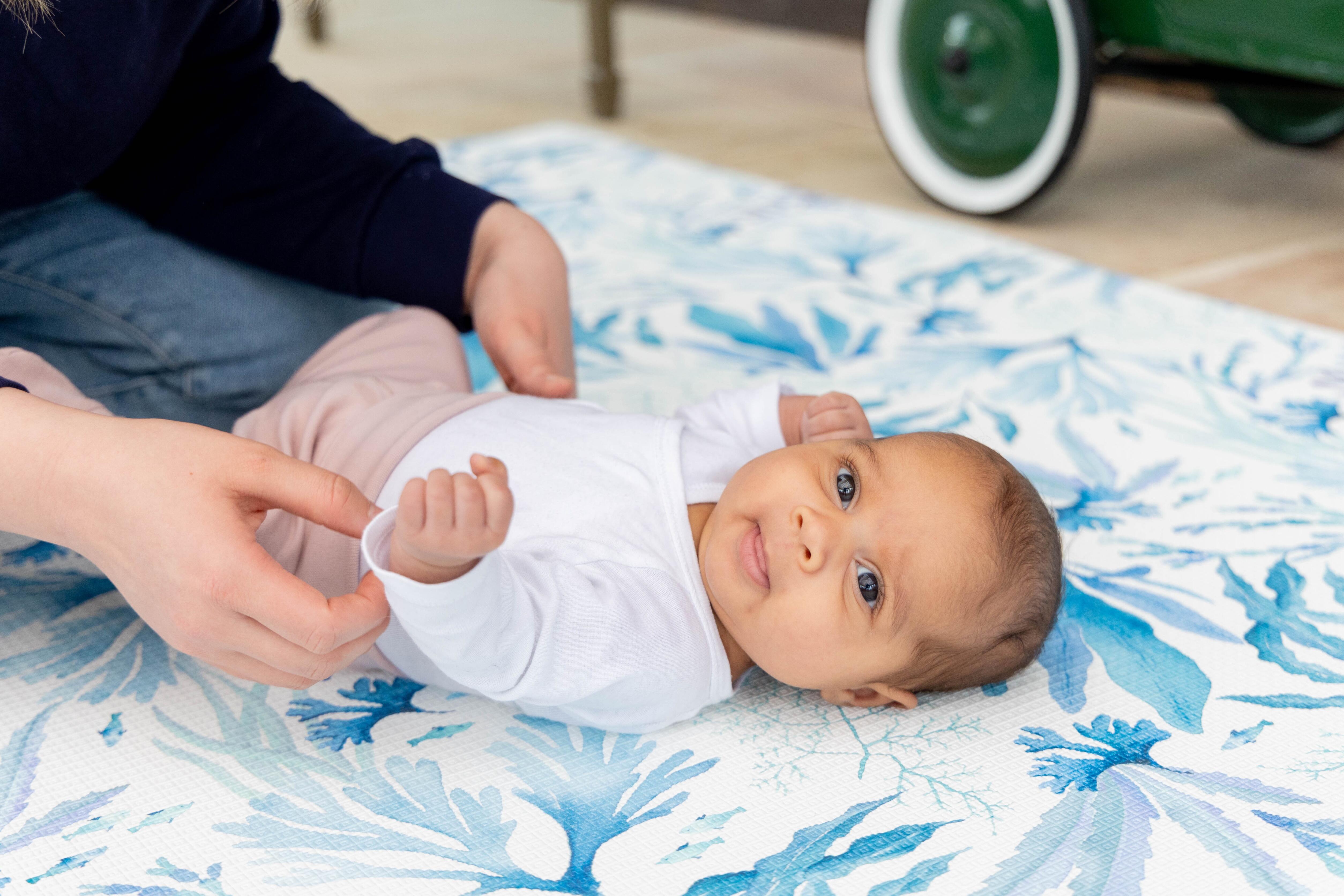 Large Kelp Forest Playmat in Blue β reversible baby playmat inspired by ocean tones and organic, nature-led design.