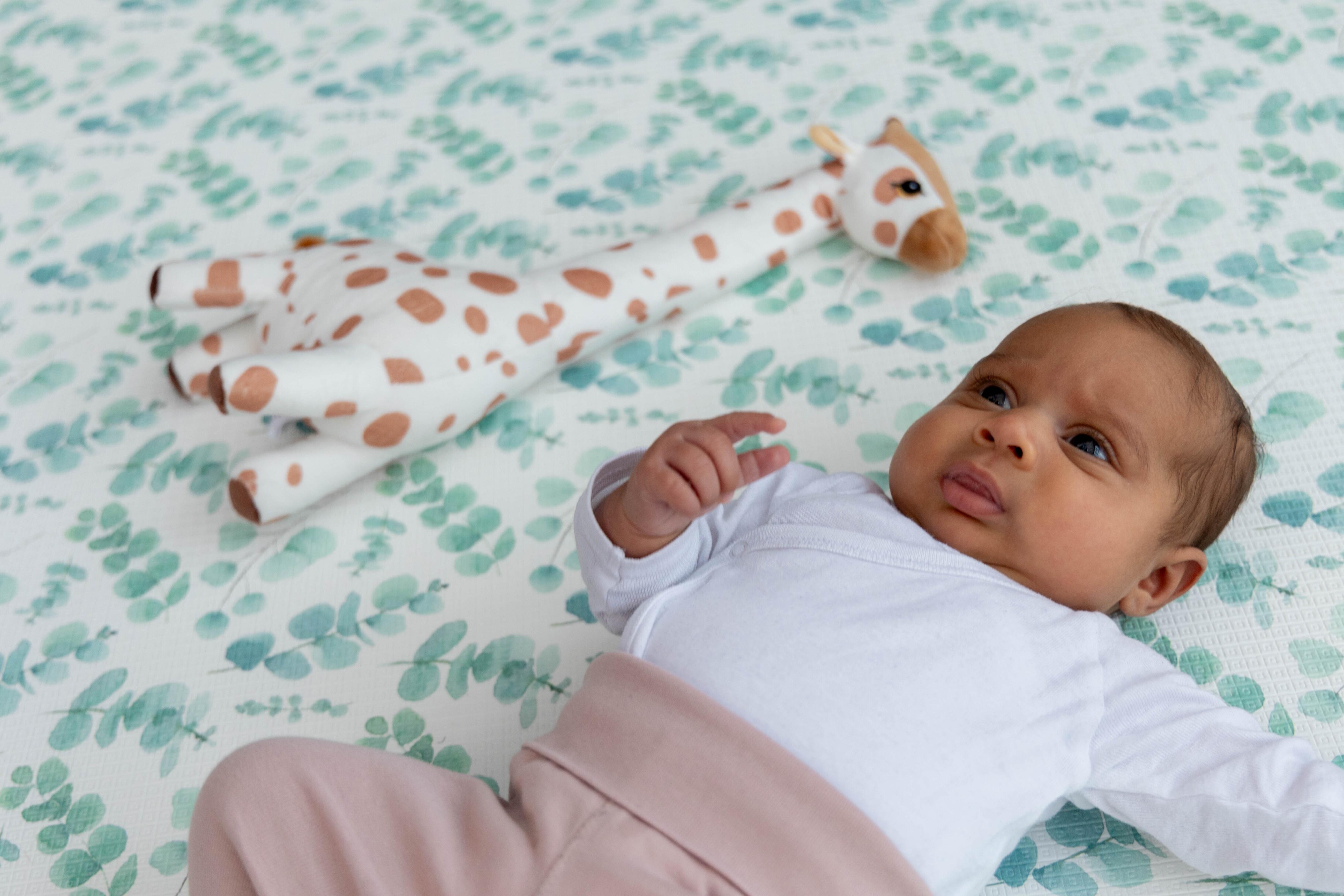 Large Botanical Green Fresh Eucalyptus Playmat – luxury foam playmat featuring subtle leaf-inspired detailing.
