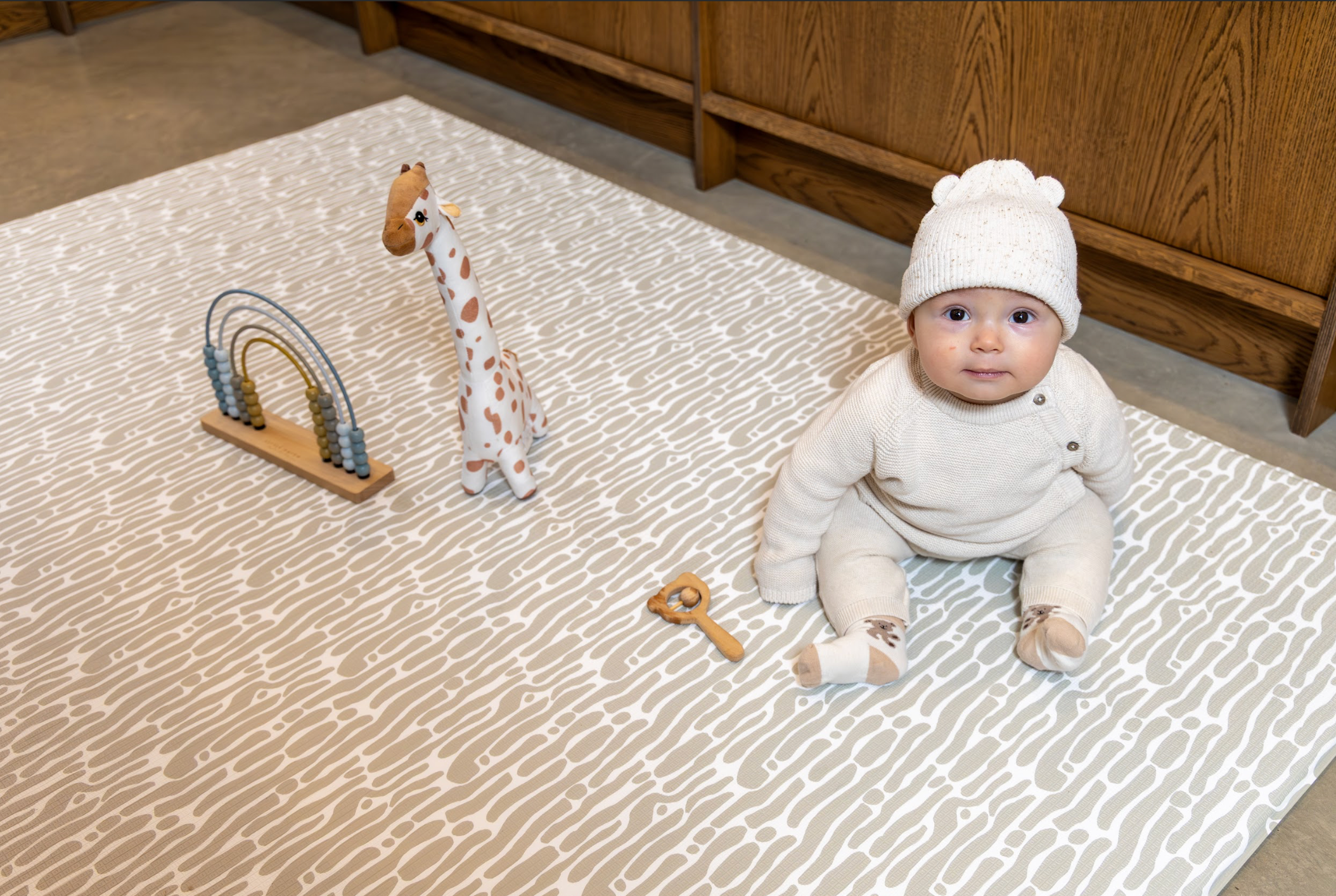 Large Odyssey Playmat in olive styled for modern family homes