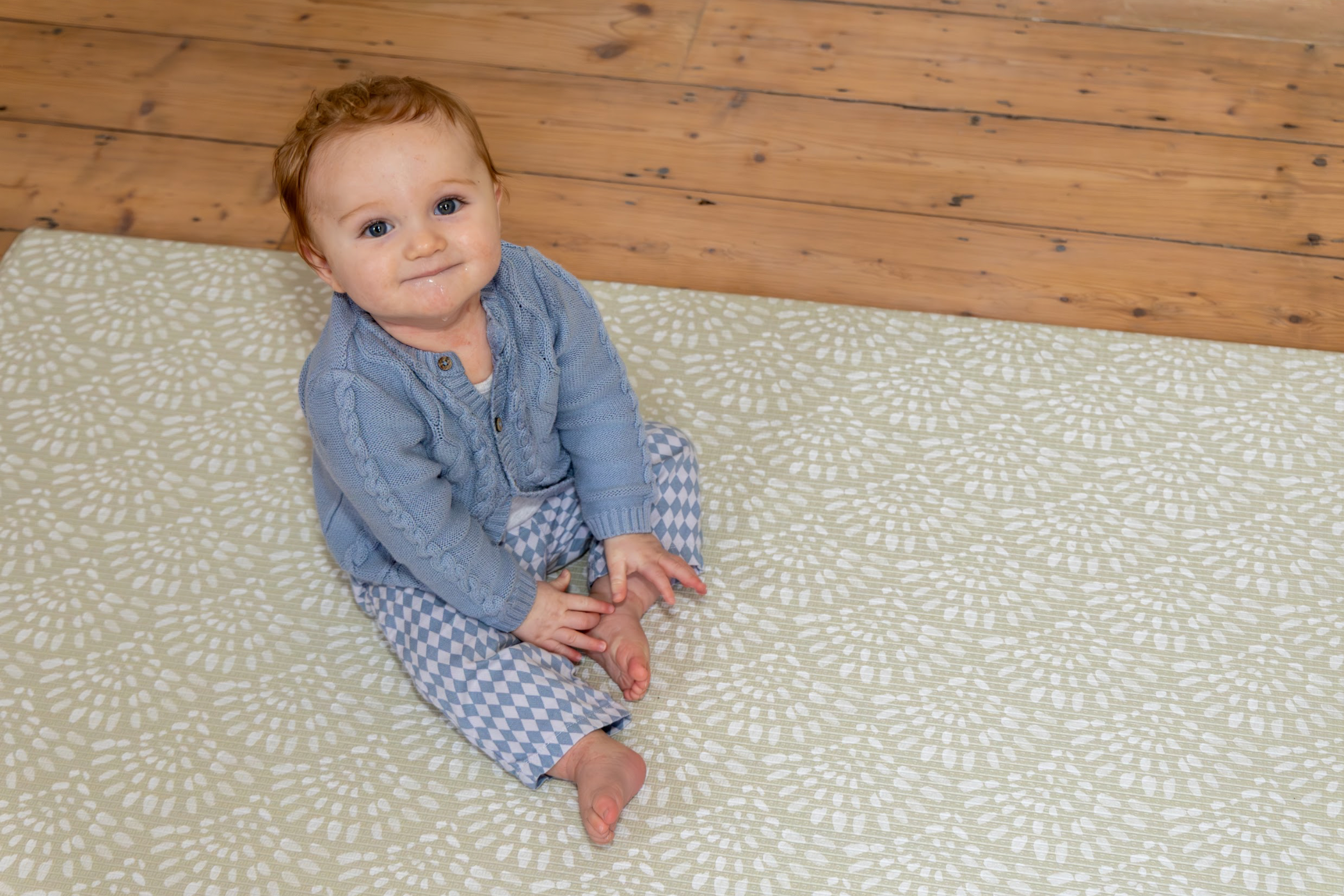 Cornish Cream playmat in bright natural light – soft neutral tone complementing modern interiors by Little Fae