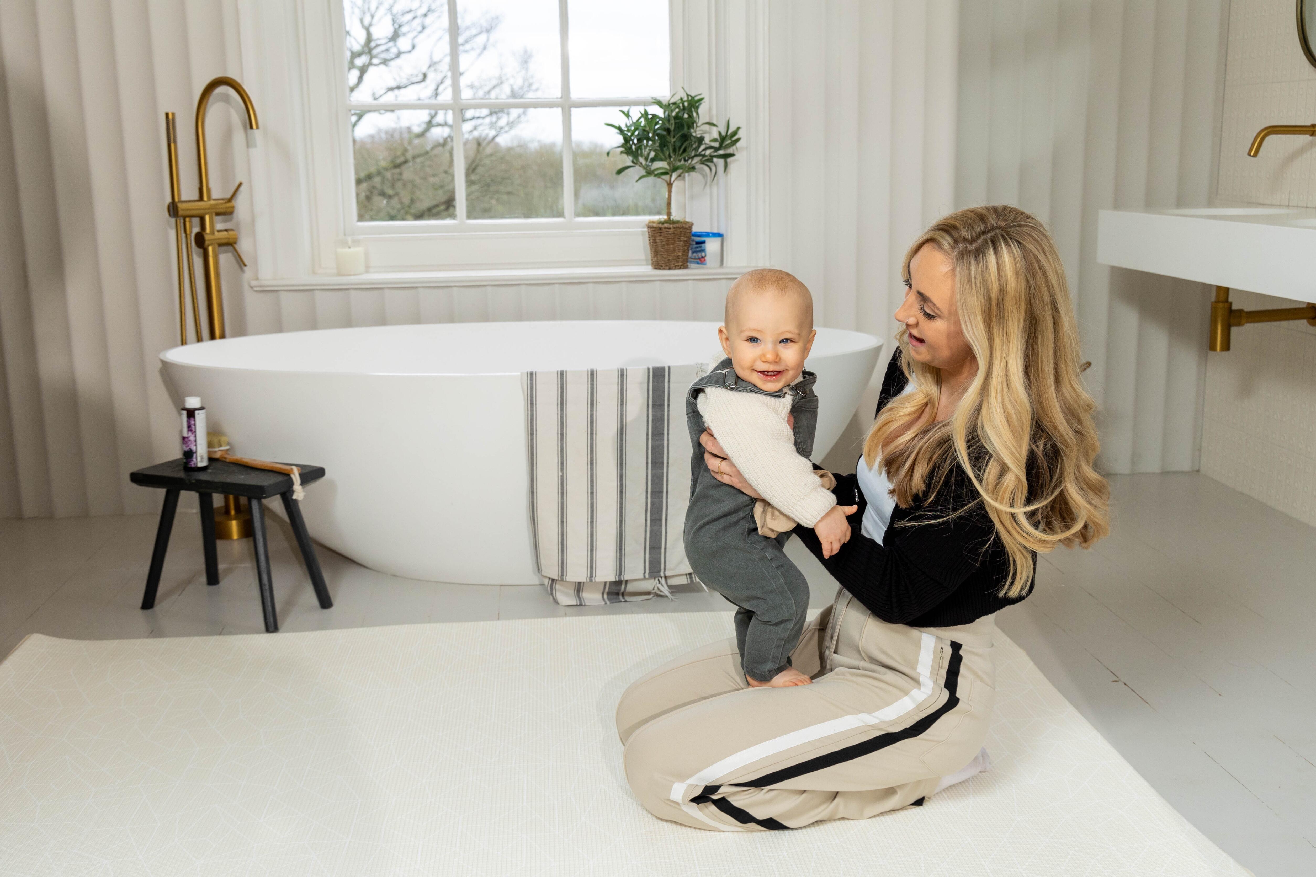 Reversible Cornish Cream baby playmat – premium eco-friendly foam mat for modern family interiors by Little Fae