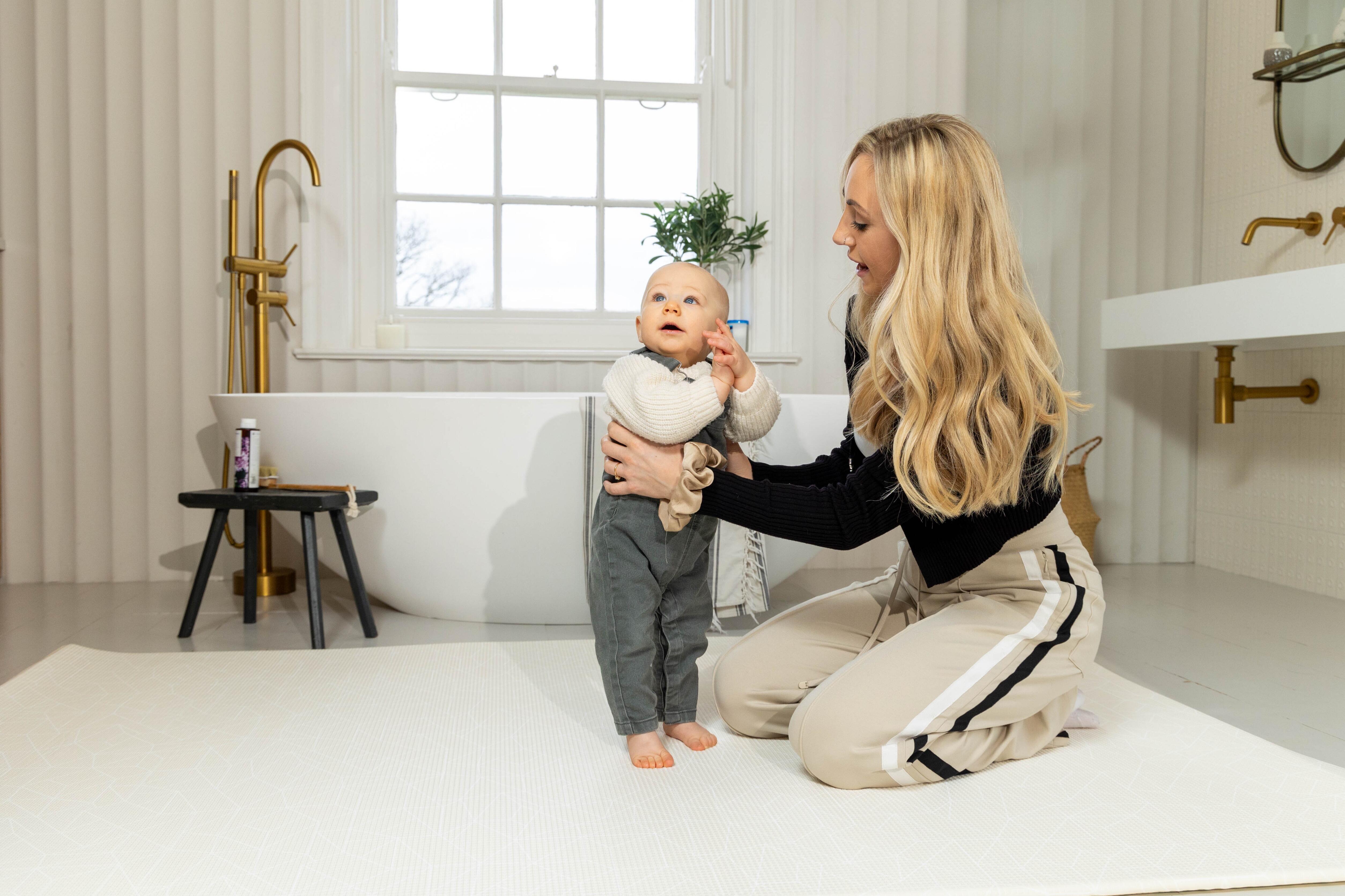 Scandi-inspired Nordic Explorer Playmat in Cornish Cream with easy-wipe finish