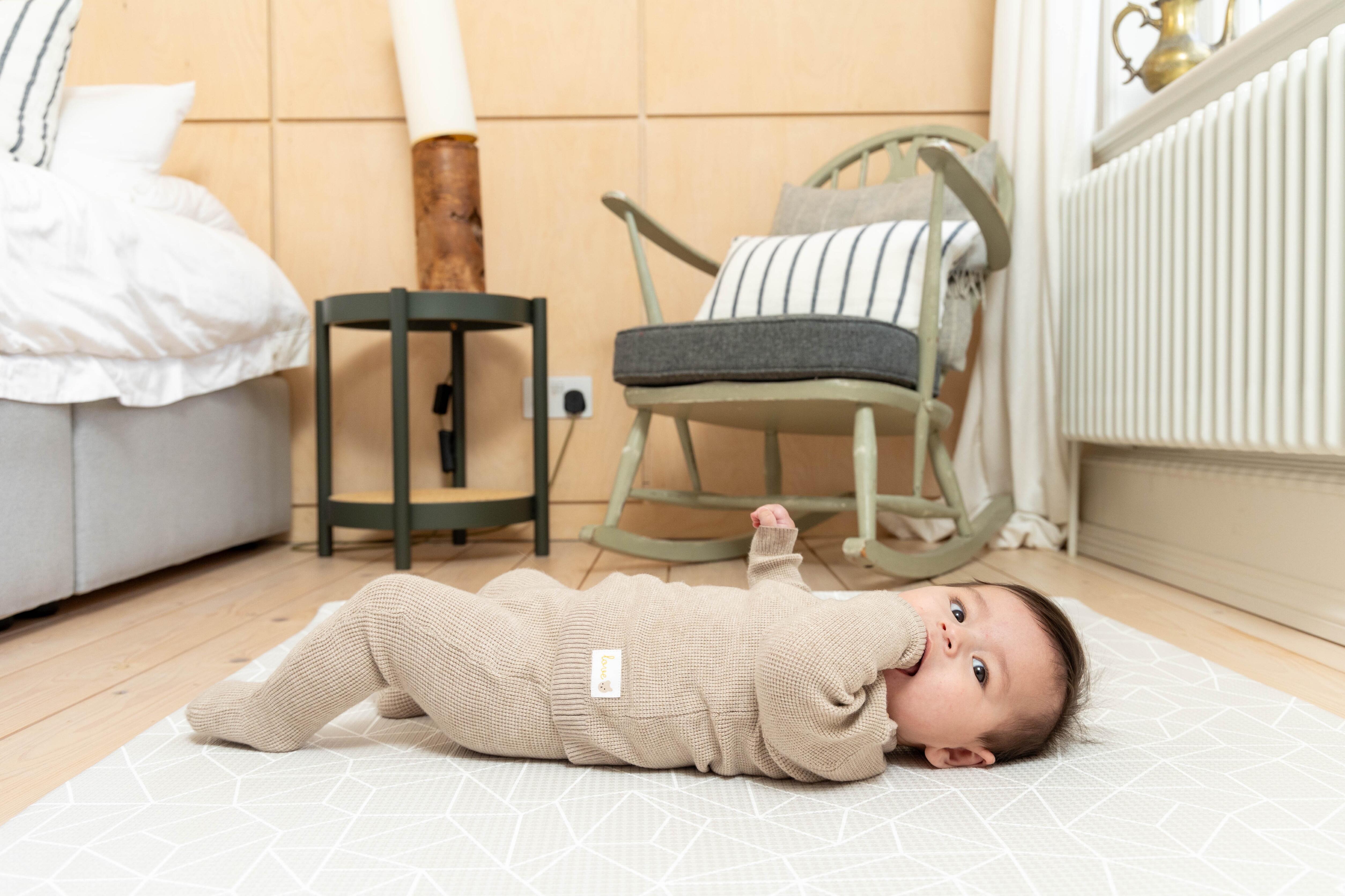 Large Greige Nordic Explorer Playmat – non-toxic baby playmat offering extra-thick cushioning for everyday play.
