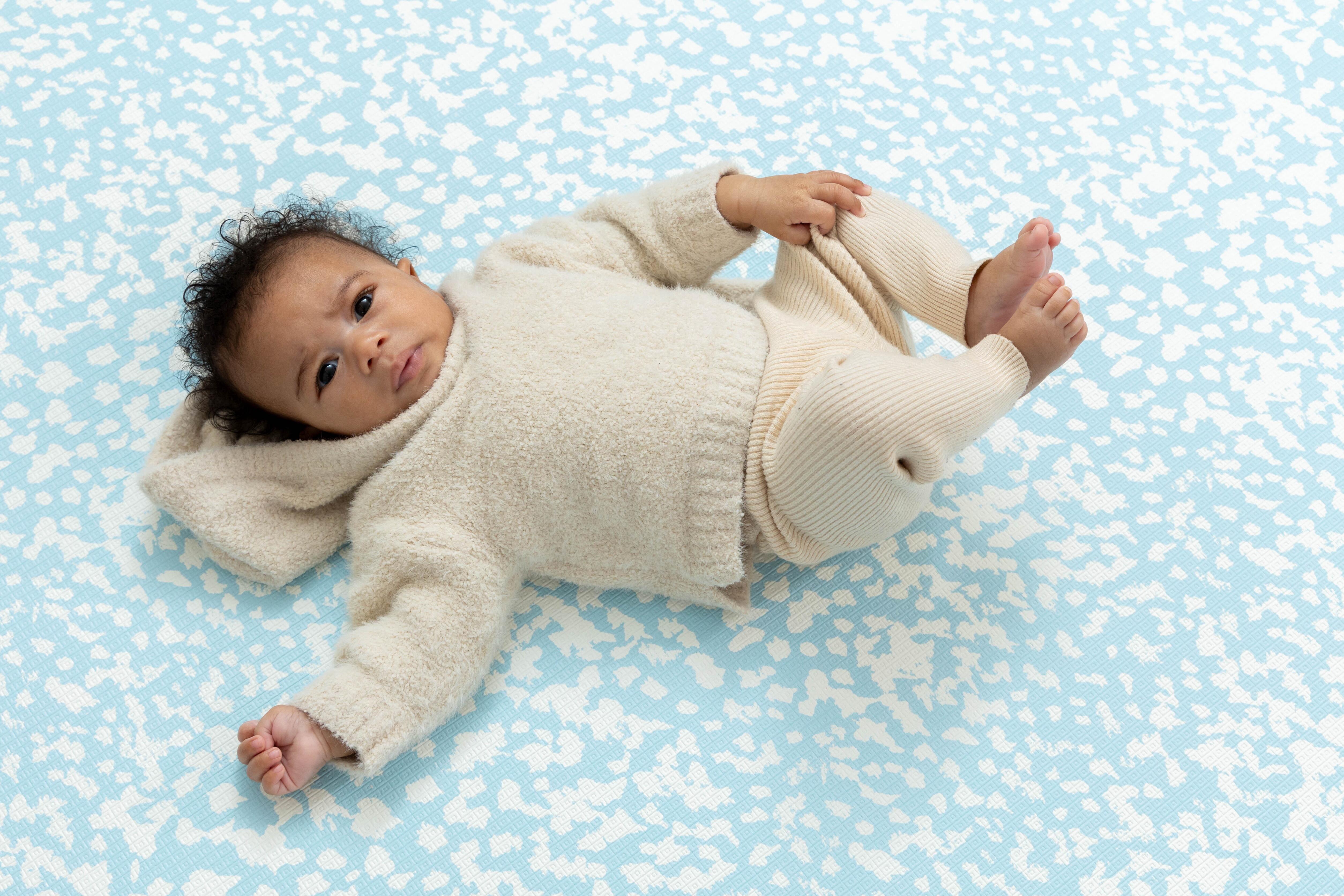 Large Baby Playmat β Speckled Kisses design in Chalk Blue, reversible and easy to wipe clean