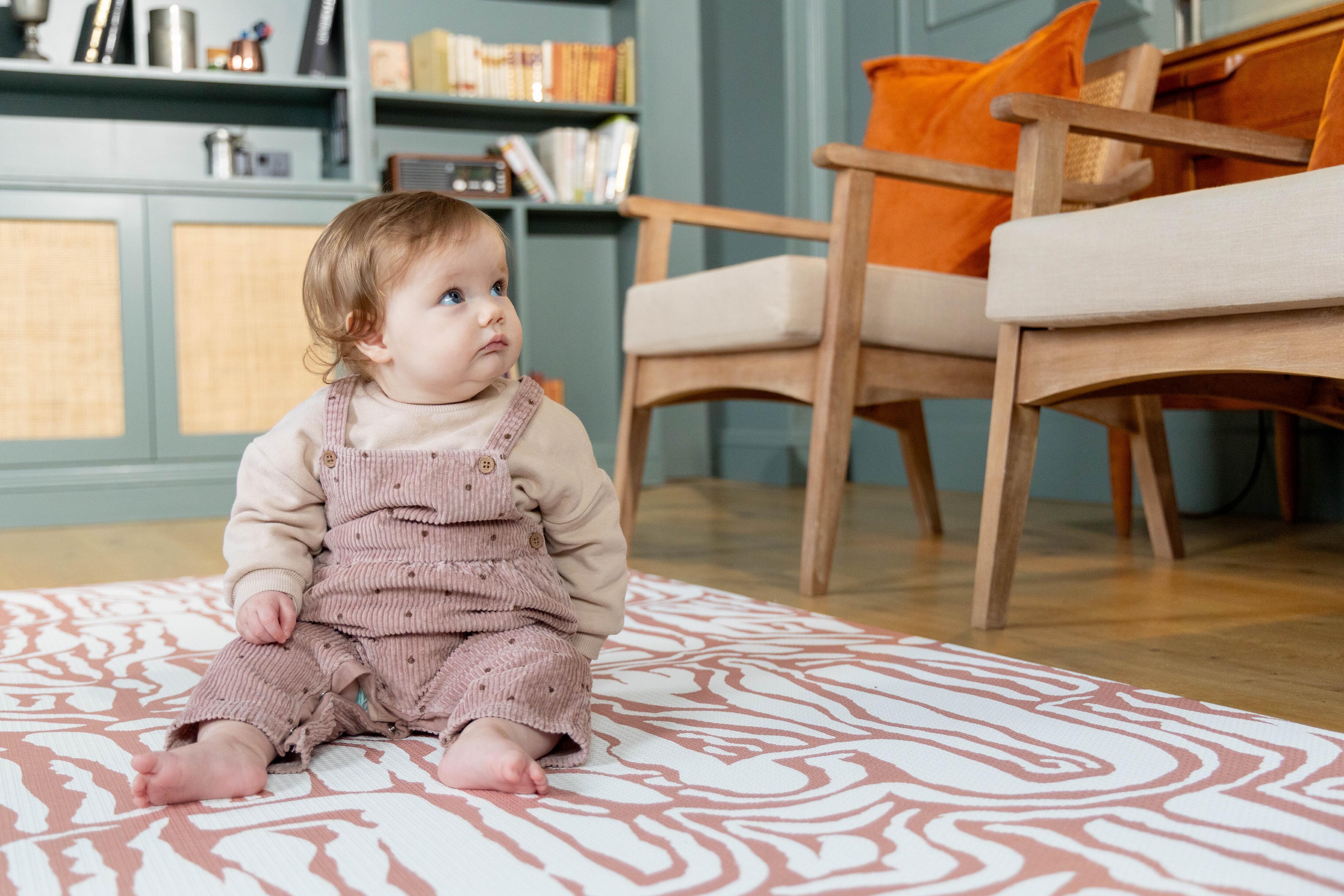 Close-up of Pathway Terracotta surface – wipe-clean non-toxic cushioned foam baby playmat with soft matte finish