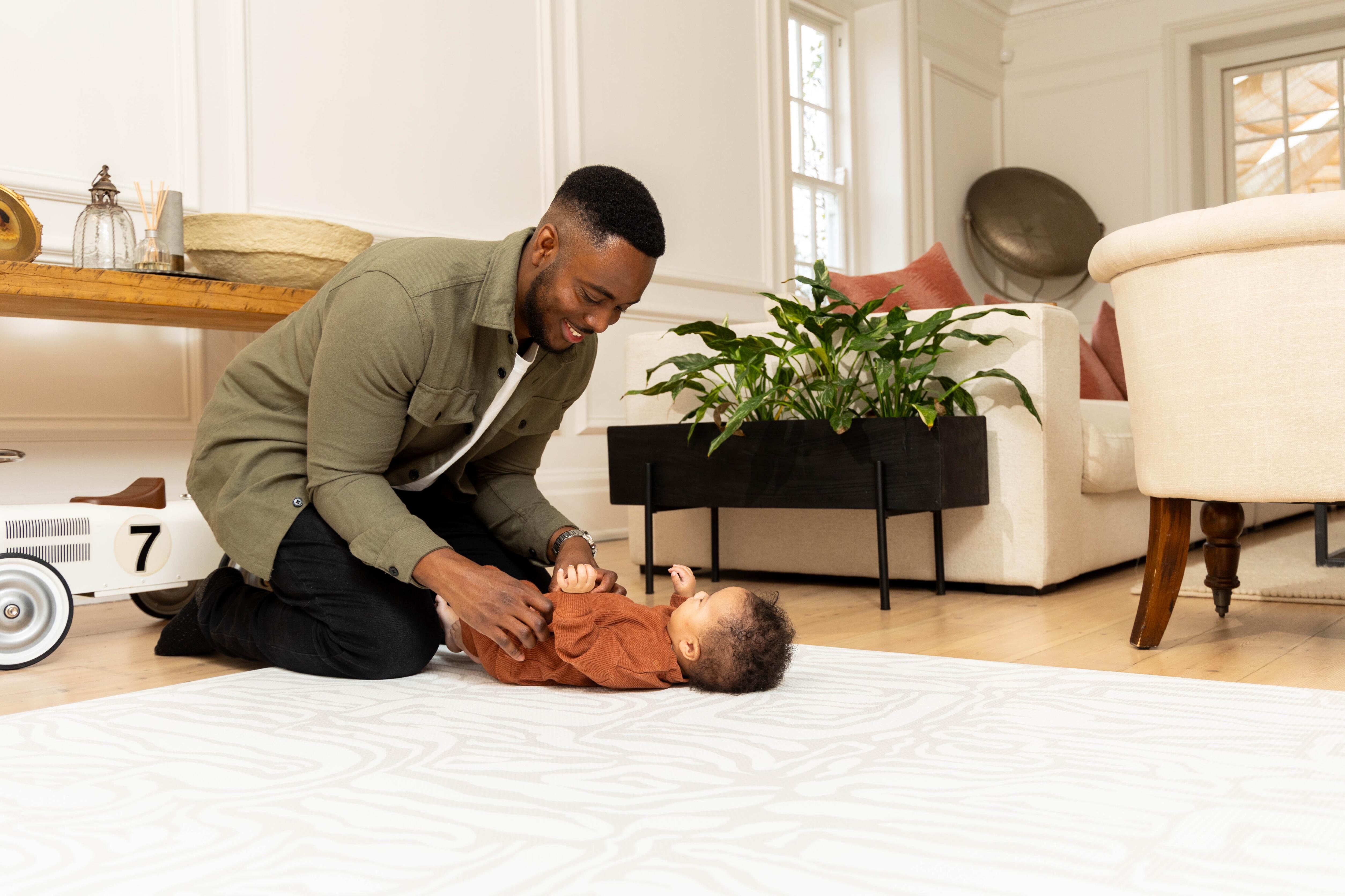 Grey Pathway baby playmat with cushioned 1.5 cm padding for everyday play