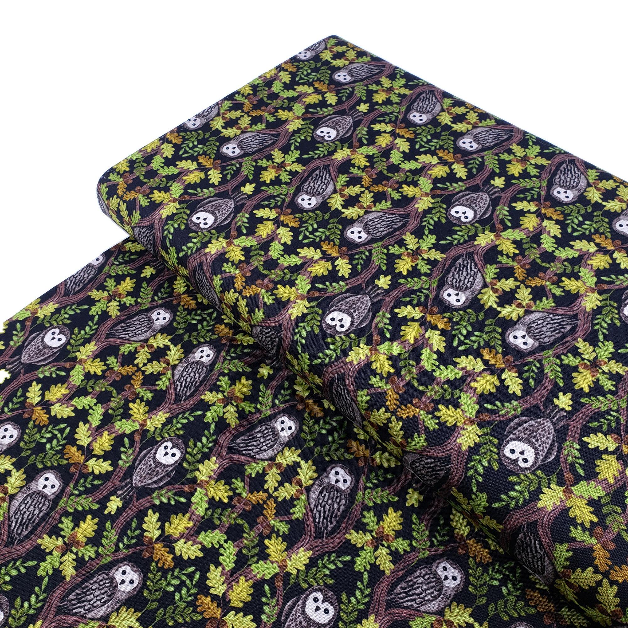 Lewis & Irene,old quercus, owls, acorns, squirrels, foxes, woodland fabric, autumn fabric