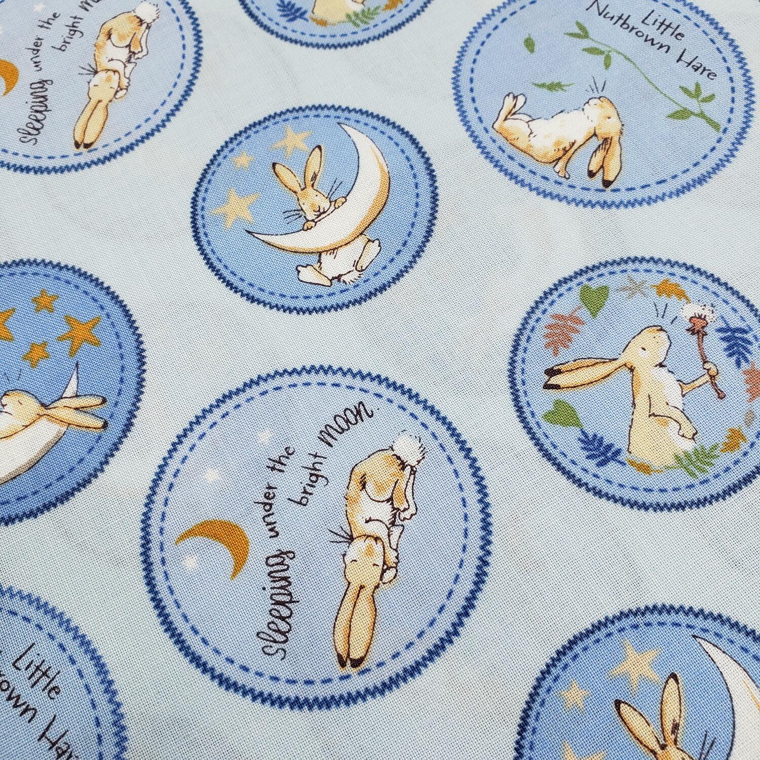 Guess How Much I Love You fabric by Anita Jeram Clothworks Guess How Much I Love You quilting cotton licensed children’s book fabric baby and nursery quilting fabric storybook animal fabric prints woodland nursery fabric premium cotton fabric for baby quilts children’s fabric by Clothworks