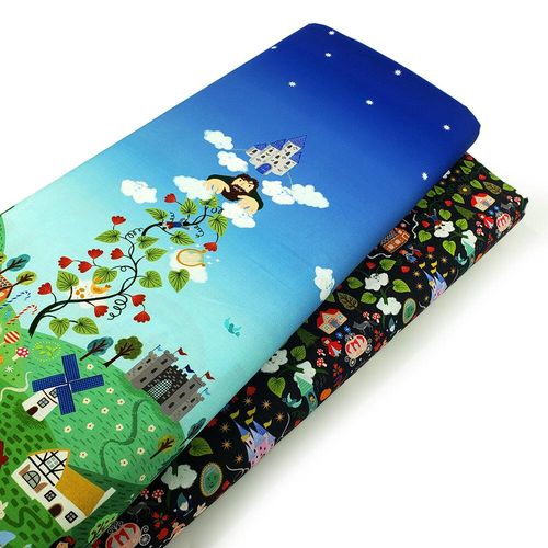 Lewis & Irene small things fairytales, farytale fabric, jack and the beanstalk, goldilocks, rapunzel, cotton double border