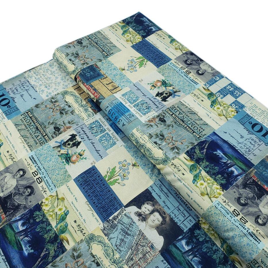 Tim Holtz fat quarter, palette, junk journal fabric, slow stitch, vintage style, eclectic elements, monochrome, abandoned