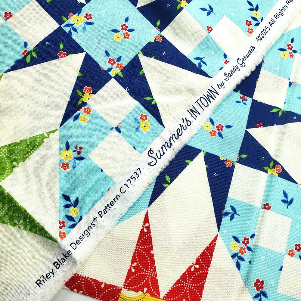 fake patchwork print, cheater print, riley blake, sandy gervais, summer's in town, easy patchwork fabric