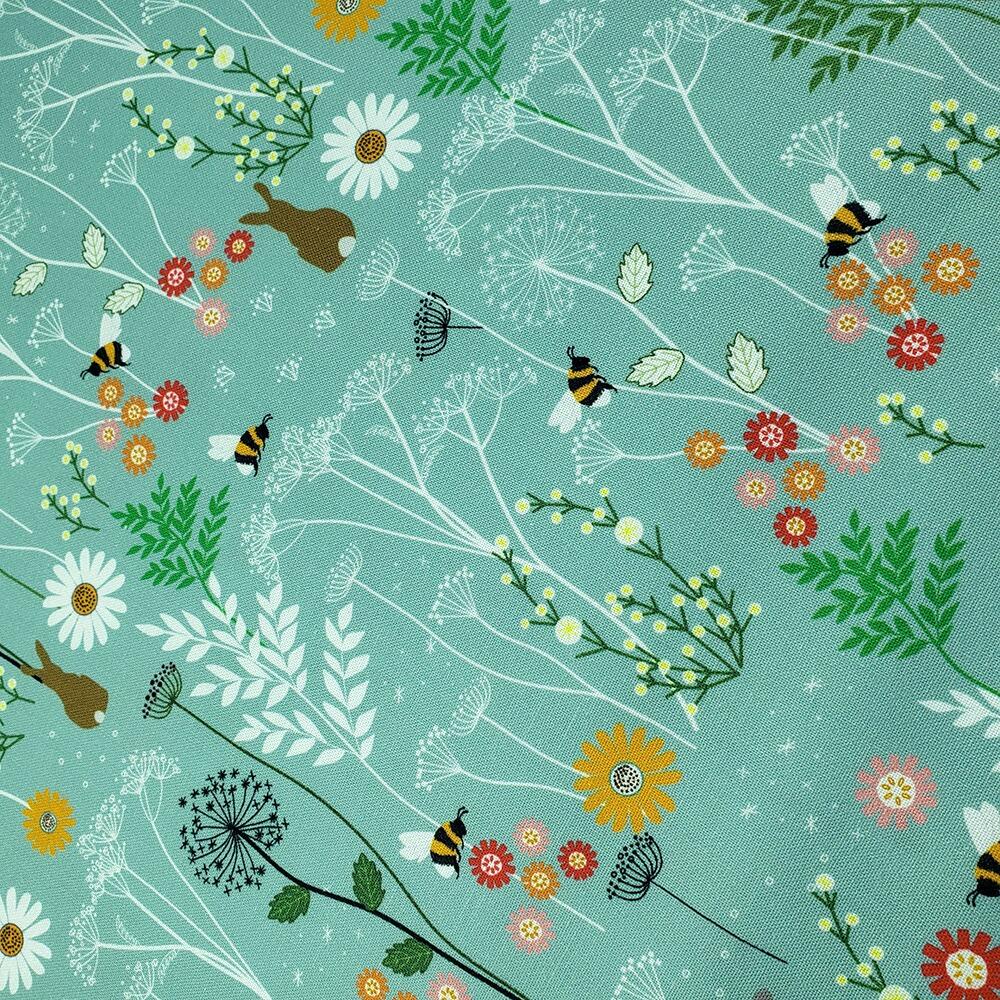 Chanting Meadow, sewing sanctuary, wildflower fabric, bees, cotton fabric uk