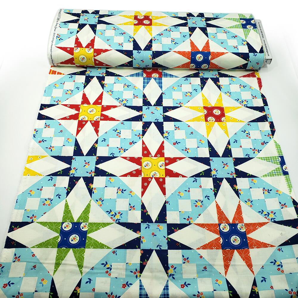 fake patchwork print, cheater print, riley blake, sandy gervais, summer's in town, easy patchwork fabric