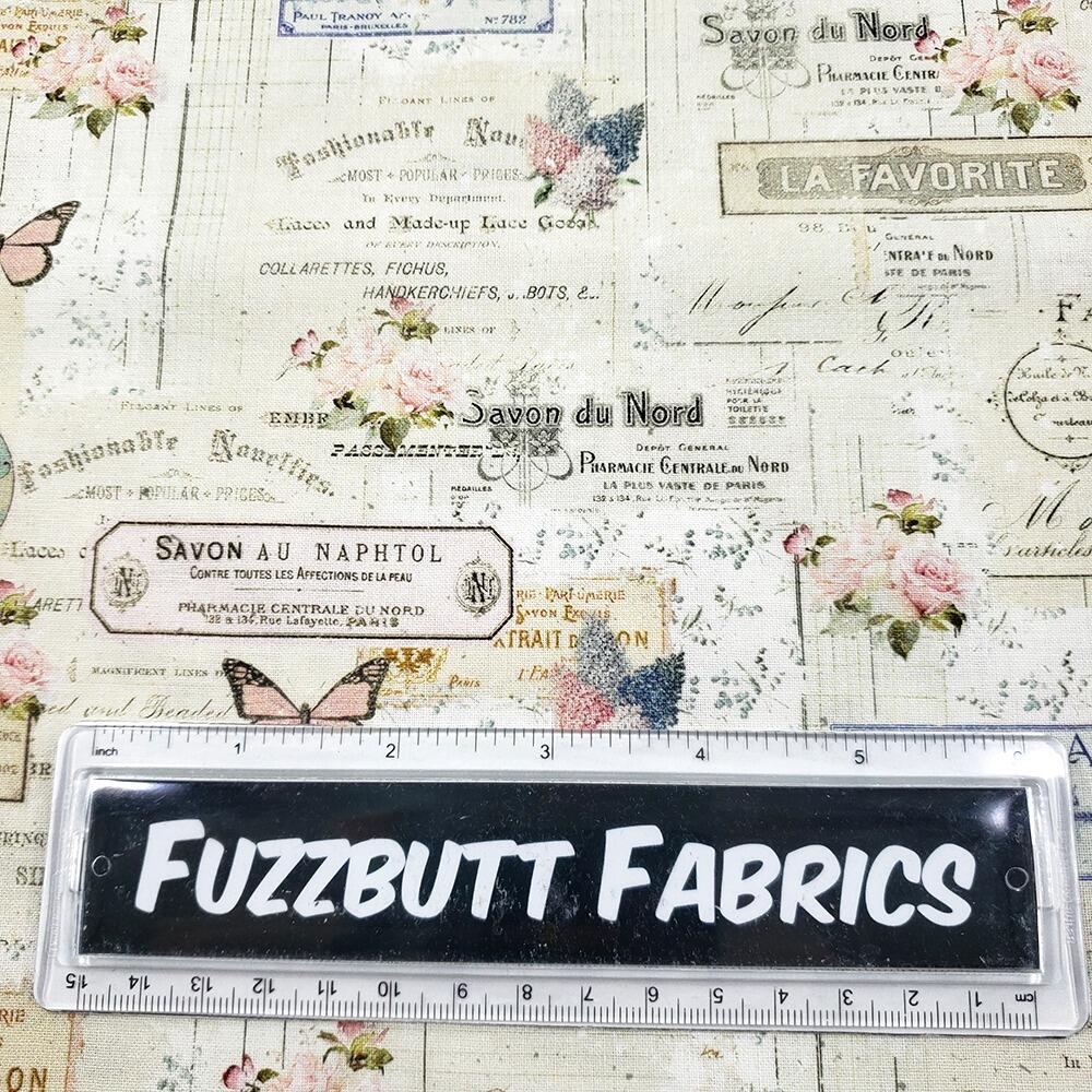 Junk journal fabric, slow stitch fabric, vintage paris, old handwriting, vintage sewing, parisian snippets, blank quilting, sewing themed fabric